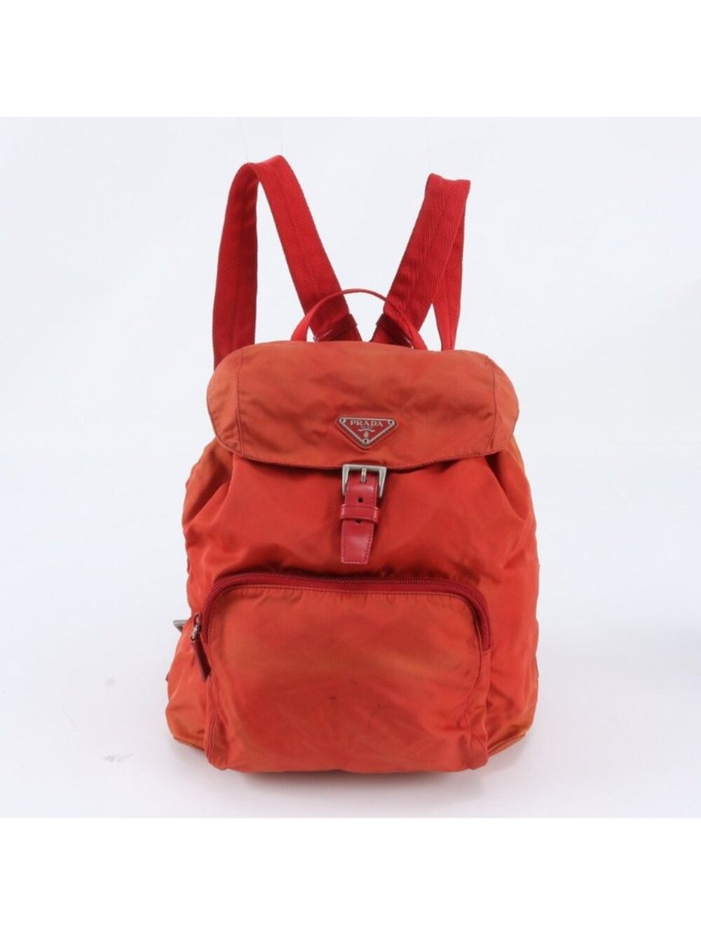 Prada Tessuto Nylon Triangle Logo Leather Backpack Shoulder Bag